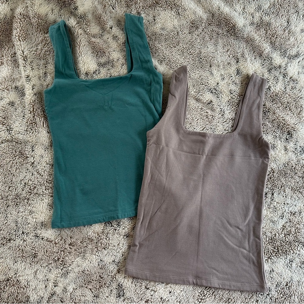 Abercrombie & Fitch Square Neck Tank Tops - Teal and Taupe